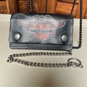 Vintage authentic, leather, Harley-Davidson Black  Chain Wallet. lightweight.